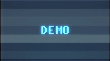 Retro video oyunu Demo kelime metin bilgisayar eski tv arıza parazit gürültü ekran animasyon sorunsuz döngü yeni kalite evrensel vintage hareket dinamik animasyonlu arka plan renkli neşeli video m