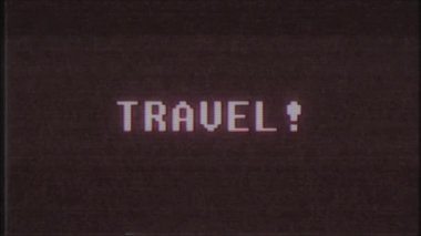 Retro videogame seyahat kelime metin bilgisayar eski tv arıza parazit gürültü ekran animasyon sorunsuz döngü yeni kalite evrensel vintage hareket dinamik animasyonlu arka plan renkli neşeli video m