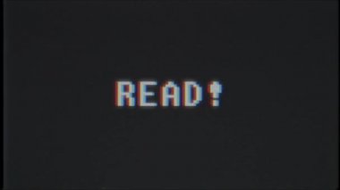 Retro video oyunu okuma kelime metin bilgisayar eski tv arıza parazit gürültü ekran animasyon sorunsuz döngü yeni kalite evrensel vintage hareket dinamik animasyonlu arka plan renkli neşeli video m