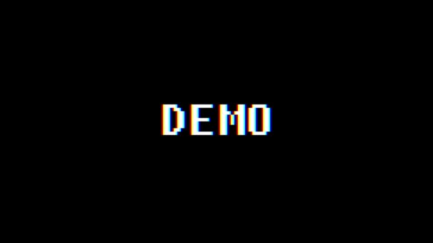 Ретро-відеоім'я DemO слово текст комп'ютер старий телевізор глюк перешкоди шумовий екран анімація безшовна петля Нова якість універсальний вінтажний рух динамічний анімований фон барвисте радісне відео m — стокове відео