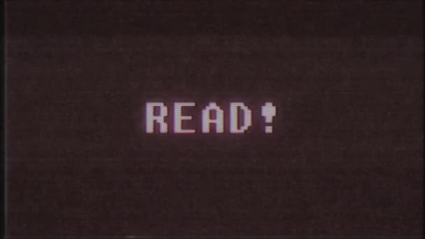 rétro jeu vidéo LIRE le mot texte ordinateur vieux tv glitch interférence bruit écran animation boucle transparente Nouvelle qualité universel vintage mouvement dynamique animé fond coloré joyeux vidéo m 