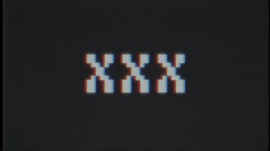 Retro video oyunu Xxx kelime metin bilgisayar eski tv arıza parazit gürültü ekran animasyon sorunsuz döngü yeni kalite evrensel vintage hareket dinamik animasyonlu arka plan renkli neşeli video m