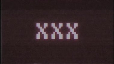 Retro video oyunu Xxx kelime metin bilgisayar eski tv arıza parazit gürültü ekran animasyon sorunsuz döngü yeni kalite evrensel vintage hareket dinamik animasyonlu arka plan renkli neşeli video m