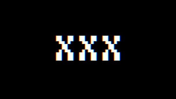 Retro videogame Xxx word text dator gamla tv glitch störningar buller skärm animation sömlös loop nya kvalitet universal vintage motion dynamiska animerad bakgrund färgglada joyful video m — Stockvideo