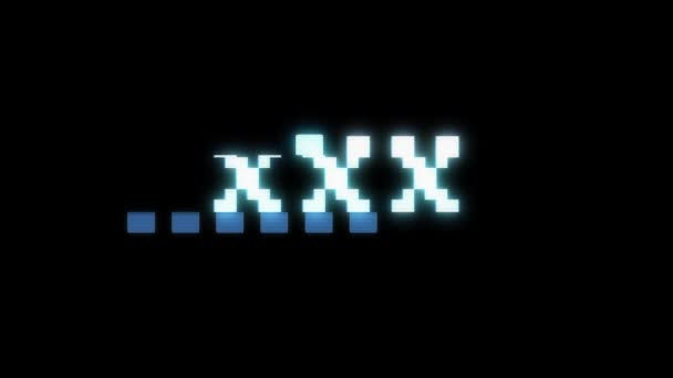 Retro videojáték Xxx szó szöveg számítógép régi tv fénylik zavaró zaj képernyő animáció varrat nélküli hurok új minőségi egyetemes évjárat-motion dinamikus animációs háttér színes örömteli videóinak m — Stock videók