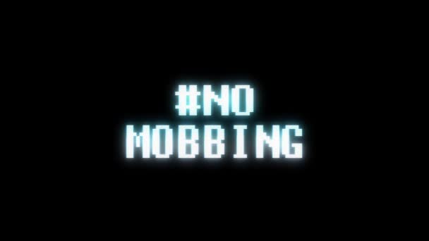 Retro videogame NO MOBBINGword text computer old tv glitch interference noise screen animation seamless loop New quality universal vintage motion dynamic animated background colorful joyful video m — Stock Video