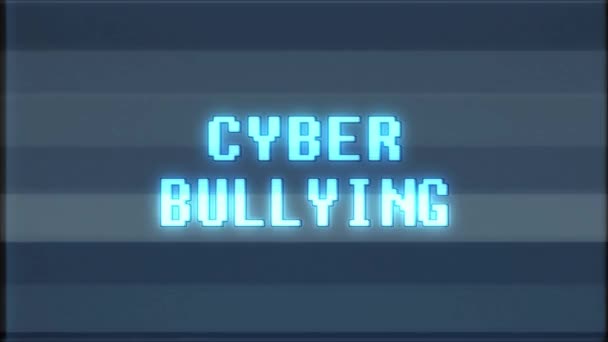 Retro gier Cyber Bullying słowo tekst komputer stary tv glitch zakłóceń hałasu ekranu animacja Płynna pętla nowe jakości uniwersalny vintage ruchu animowane tła dynamiczne kolorowy wideo m — Wideo stockowe