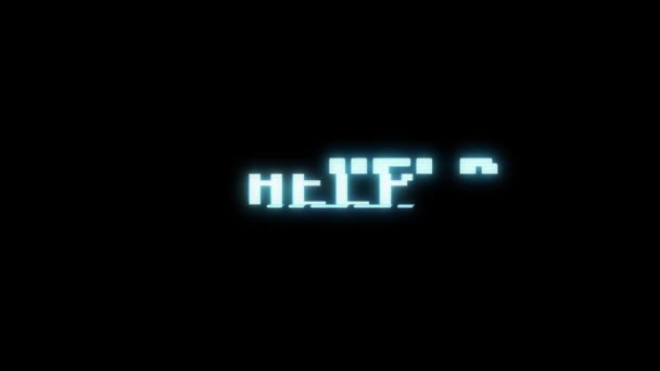 Retro videogame HELP word text computer old tv glitch interference noise screen animation seamless loop New quality universal vintage motion dynamic animated background colorful video m — Stock Video