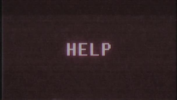 rétro jeu vidéo AIDE mot texte ordinateur vieux tv glitch interférence bruit écran animation boucle transparente Nouvelle qualité universelle vintage mouvement dynamique animé fond coloré vidéo m 