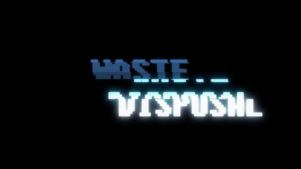 Retro videogame WASTE DISPOSAL palavra texto computador velho tv falha interferência ruído tela animação sem costura loop Nova qualidade universal vintage movimento dinâmico animado fundo colorido vídeo m — Vídeo de Stock