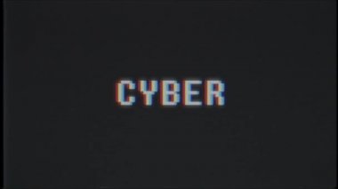 Retro videogame Cyber kelime metin bilgisayar eski tv arıza parazit gürültü ekran animasyon sorunsuz döngü yeni kalite evrensel vintage hareket dinamik animasyonlu arka plan renkli neşeli video m