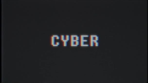 rétro jeu vidéo CYBER mot texte ordinateur vieux tv glitch interférence bruit écran animation boucle transparente nouvelle qualité universel vintage mouvement dynamique animé fond coloré joyeux vidéo m 