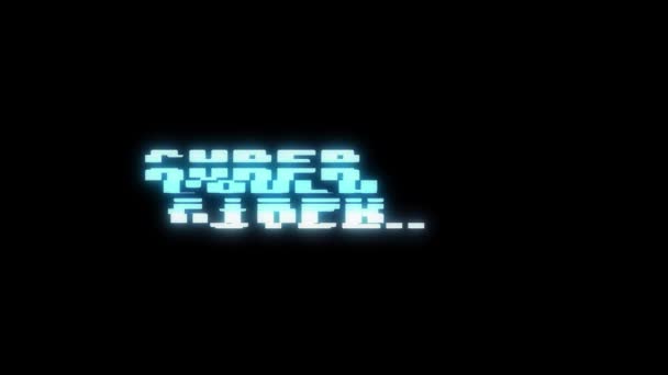 Retro videogame cyber word text computer alt tv glitch störung lärm bildschirm animation nahtlose schleife neue qualität universal vintage motion dynamisch animierter hintergrund bunt freudig video m — Stockvideo