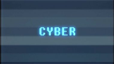 Retro videogame Cyber kelime metin bilgisayar eski tv arıza parazit gürültü ekran animasyon sorunsuz döngü yeni kalite evrensel vintage hareket dinamik animasyonlu arka plan renkli neşeli video m