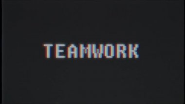 Retro videogame ekip çalışması kelime metin bilgisayar eski tv arıza parazit gürültü ekran animasyon sorunsuz döngü yeni kalite evrensel vintage hareket dinamik animasyonlu arka plan renkli neşeli video m