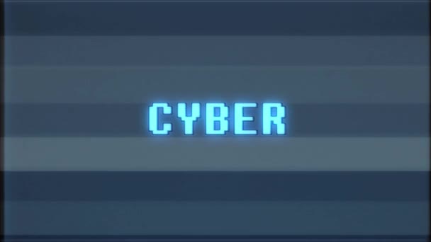 rétro jeu vidéo CYBER mot texte ordinateur vieux tv glitch interférence bruit écran animation boucle transparente nouvelle qualité universel vintage mouvement dynamique animé fond coloré joyeux vidéo m 