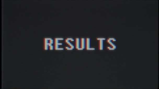 rétro jeu vidéo RÉSULTATS mot texte ordinateur vieux tv glitch interférence bruit écran animation boucle transparente Nouvelle qualité universel vintage mouvement dynamique animé fond coloré joyeux vidéo m 