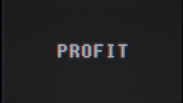 rétro jeu vidéo PROFIT mot texte ordinateur vieux tv glitch interférence bruit écran animation boucle transparente Nouvelle qualité universel vintage mouvement dynamique animé fond coloré joyeux vidéo m 