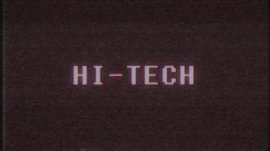 Retro video oyunu Hi Tech kelime metin bilgisayar eski tv arıza parazit gürültü ekran animasyon sorunsuz döngü yeni kalite evrensel vintage hareket dinamik animasyonlu arka plan renkli neşeli video m