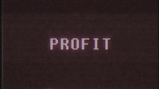 rétro jeu vidéo PROFIT mot texte ordinateur vieux tv glitch interférence bruit écran animation boucle transparente Nouvelle qualité universel vintage mouvement dynamique animé fond coloré joyeux vidéo m 