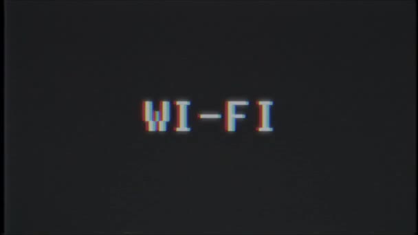 rétro jeu vidéo WI FI mot texte ordinateur vieux tv glitch interférence bruit écran animation boucle transparente Nouvelle qualité universelle vintage mouvement dynamique animé fond coloré joyeux vidéo m 