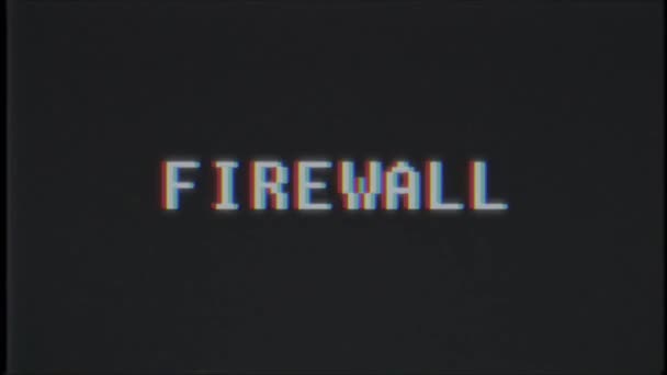 rétro jeu vidéo FIREWALL mot texte ordinateur vieux tv glitch interférence bruit écran animation boucle transparente Nouvelle qualité universelle vintage mouvement dynamique animé fond coloré joyeux vidéo m 