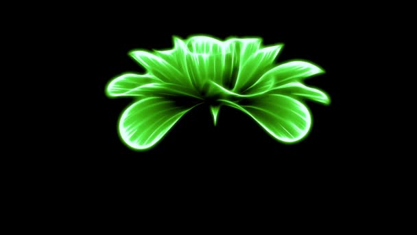 Eröffnung lange blühende grüne Neon-Blume Zeitraffer 3D-Animation isoliert auf dem Hintergrund neue Qualität schönen Urlaub natürliche Blumen retro vintage cool schön 4k Videomaterial — Stockvideo