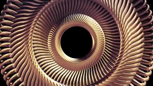 Fluido en movimiento giratorio de metal dorado de la cadena de ojos círculos animación de bucle sin costura 3d movimiento gráficos fondo nueva calidad industrial techno construcción futurista fresco agradable alegre video metraje — Vídeos de Stock