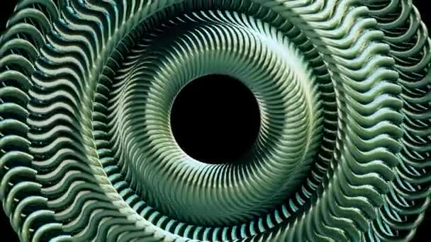 Жидкость движущейся вращающейся зеленой металлической цепи круги глаза бесшовные петли анимации 3D движения графики фон новое качество промышленного техно строительства футуристический прохладно приятный радостный видеоматериал — стоковое видео