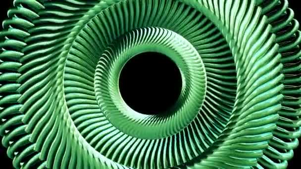 Fluid moving rotating green metal chain eye circles seamless loop animation 3d motion graphics background new quality industrial techno construction futuristic cool nice joyful video footage — Stock Video