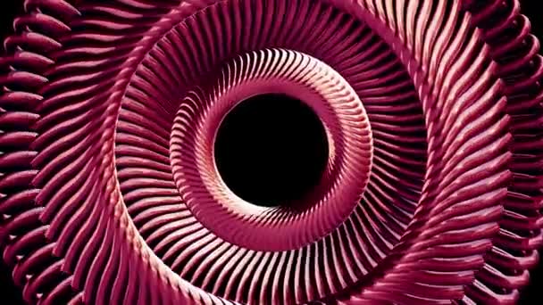 Жидкость движущейся вращающейся красной металлической цепи круги глаза бесшовные петли анимации 3D движения графики фон новое качество промышленного техно строительства футуристический прохладно приятный радостный видеоматериал — стоковое видео
