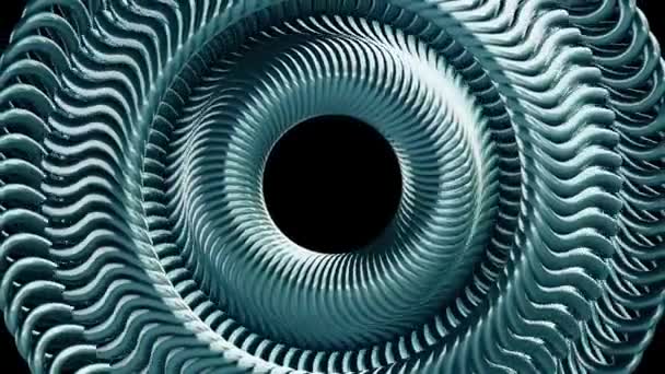 Vloeistof verplaatst roterende groene metalen ketting oog cirkels naadloze loops animatie 3d motie grafische achtergrond nieuwe kwaliteit industriële techno bouw futuristisch cool leuke vrolijke videobeelden — Stockvideo