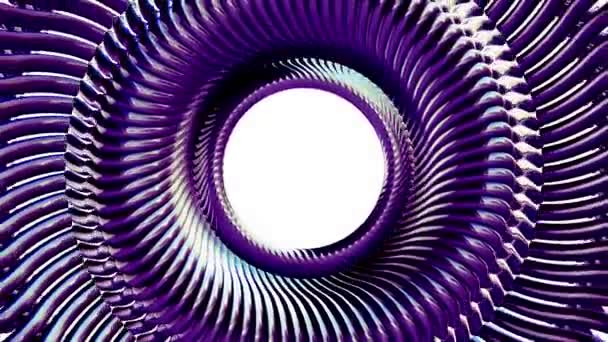 Жидкость движущейся вращающейся фиолетовой металлической цепи круги глаза бесшовные петли анимации 3D движения графики фон новое качество промышленного техно строительства футуристический прохладно приятный радостный видеоматериал — стоковое видео