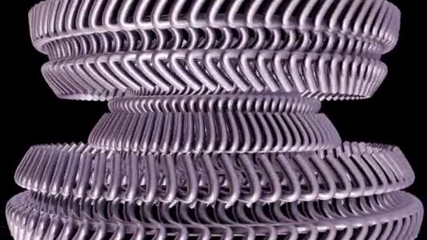 Ruchome obrotowe złote srebrne metalowe zębatki łańcucha elementy bezszwowe pętli animacji 3d ruch graficzne tło nowej jakości przemysłowych techno budowlane futurystyczny fajne ładne radosny materiału wideo — Wideo stockowe