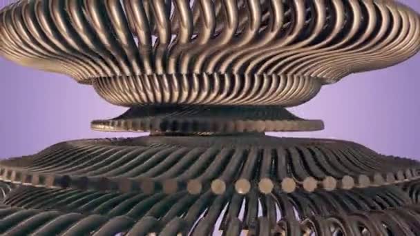 mouvement rotatif doré or métal engrenages éléments chaîne boucle sans couture animation 3d motion graphiques arrière-plan nouvelle qualité industriel techno construction futuriste cool agréable joyeuse vidéo 