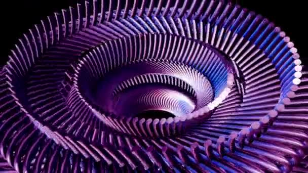 Fluid moving rotating purple metal chain eye circles seamless loop animation 3d motion graphics background new quality industrial techno construction futuristic cool nice joyful video footage — Stock Video