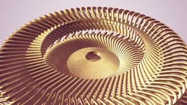 Moving rotating golden golden metal gears chain elements seamless loop animation 3d motion graphics background new quality industrial techno construction futuristic cool nice joyful video footage — Stock Video