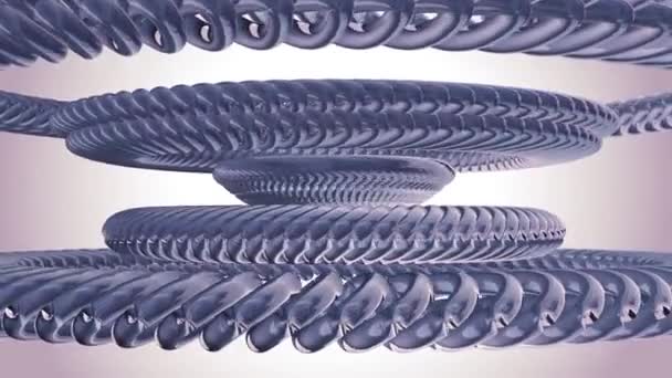 Movimento rotante dorato argento metallo ingranaggi catena elementi senza soluzione di continuità loop animazione 3d movimento grafica sfondo nuova qualità industriale techno costruzione futuristico fresco bello gioioso video — Video Stock