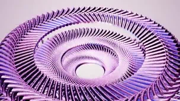 Рідина, що рухається обертається фіолетовим металевим ланцюгом, безшовна петля анімації 3d рух графічний фон нової якості промислового технічного будівництва футуристичний крутий приємний радісний відеозапис — стокове відео