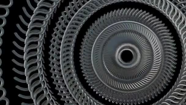 移动旋转金银色齿轮链元件无缝环动画3d 运动图形背景新质量工业技术建设未来的酷愉快的视频画面 — 图库视频影像