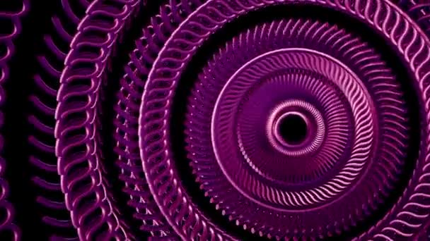 Fluid moving rotating purple metal chain eye circles seamless loop animation 3d motion graphics background new quality industrial techno construction futuristic cool nice joyful video footage — Stock Video