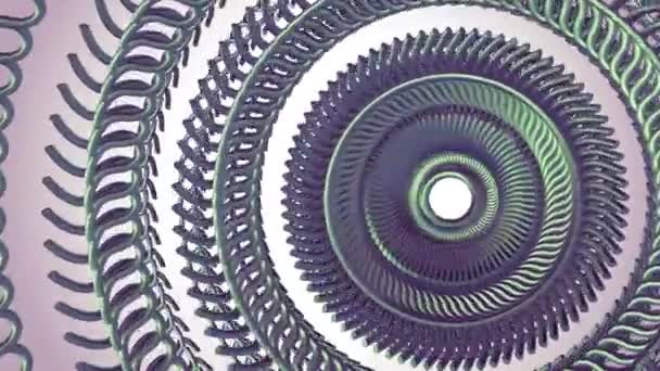 Жидкость движущейся вращающейся зеленой металлической цепи круги глаза бесшовные петли анимации 3D движения графики фон новое качество промышленного техно строительства футуристический прохладно приятный радостный видеоматериал — стоковое видео