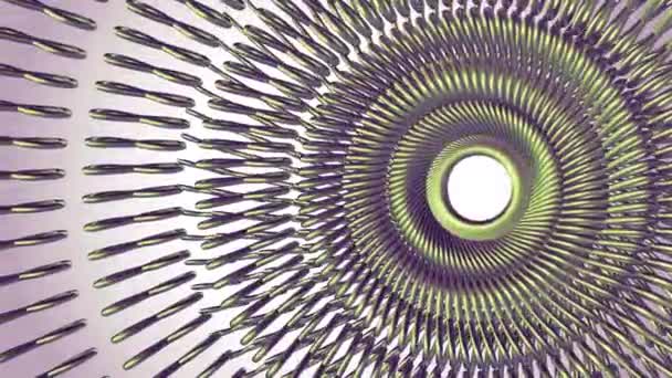 Fluido movimiento giratorio verde metal cadena ojo círculos animación bucle sin costuras 3d movimiento gráficos fondo nueva calidad industrial techno construcción futurista fresco agradable alegre video metraje — Vídeo de stock