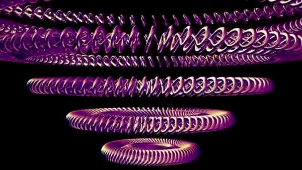 Fluide mouvement rotatif violet chaîne métallique cercles des yeux boucle sans couture animation 3d motion graphiques fond nouvelle qualité industriel techno construction futuriste cool agréable joyeuse vidéo — Video