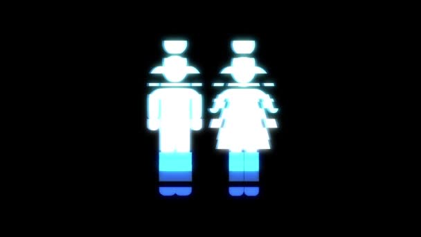 Einfache Familie Symbol Panne Bildschirm Verzerrung holographische Anzeige Animation nahtlose Schleife Hintergrund - neue Qualität universal close up vintage dynamisch animiert bunt fröhlich cool schönes Video — Stockvideo