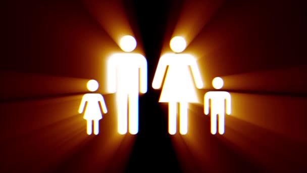 Volle Familie Symbol Panne Bildschirm Verzerrung Lichtstrahlen Anzeige Animation nahtlose Schleife Hintergrund - neue Qualität universal close up vintage dynamisch animiert bunt fröhlich cool schönes Video — Stockvideo