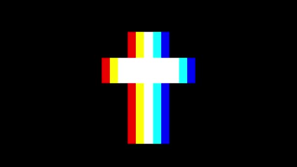 RGB cross symbol gather light rays display animation seamless loop background - New quality universal close up vintage dynamic animated colorful joyful cool nice video — Stock Video