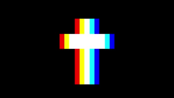 Symbole croix RVB recueillir lumière rayons affichage animation sans couture boucle arrière-plan - Nouvelle qualité universelle close up vintage dynamique animé coloré joyeux cool belle vidéo 