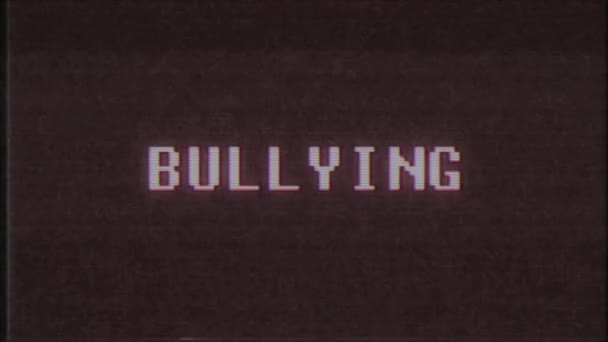 rétro jeu vidéo BULLUING mot texte ordinateur vieux tv glitch interférence bruit écran animation boucle transparente Nouvelle qualité universelle vintage mouvement dynamique animé fond coloré joyeux vidéo m 