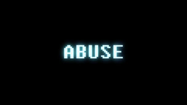 retro videogame ABUSE word text computer old tv glitch interference noise screen animation seamless loop New quality universal vintage motion dynamic animated background colorful joyful video m
